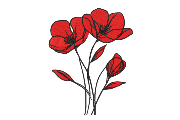 Red Sketch Flowers: A Painterly Embroidery Design Review